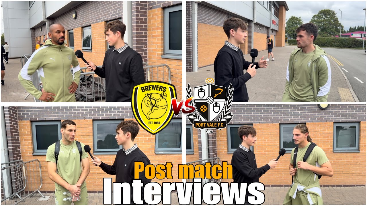 Post match interviews after Burton Albion V Port Vale | Clark, Marosi, Ojo, Tolaj | AB7