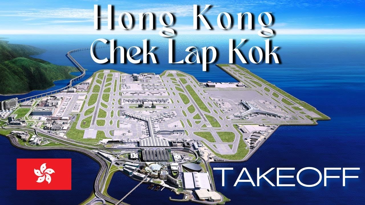 Takeoff from Hong Kong Chek Lap Kok International Airport | (Departures Hall Walking Tour | China