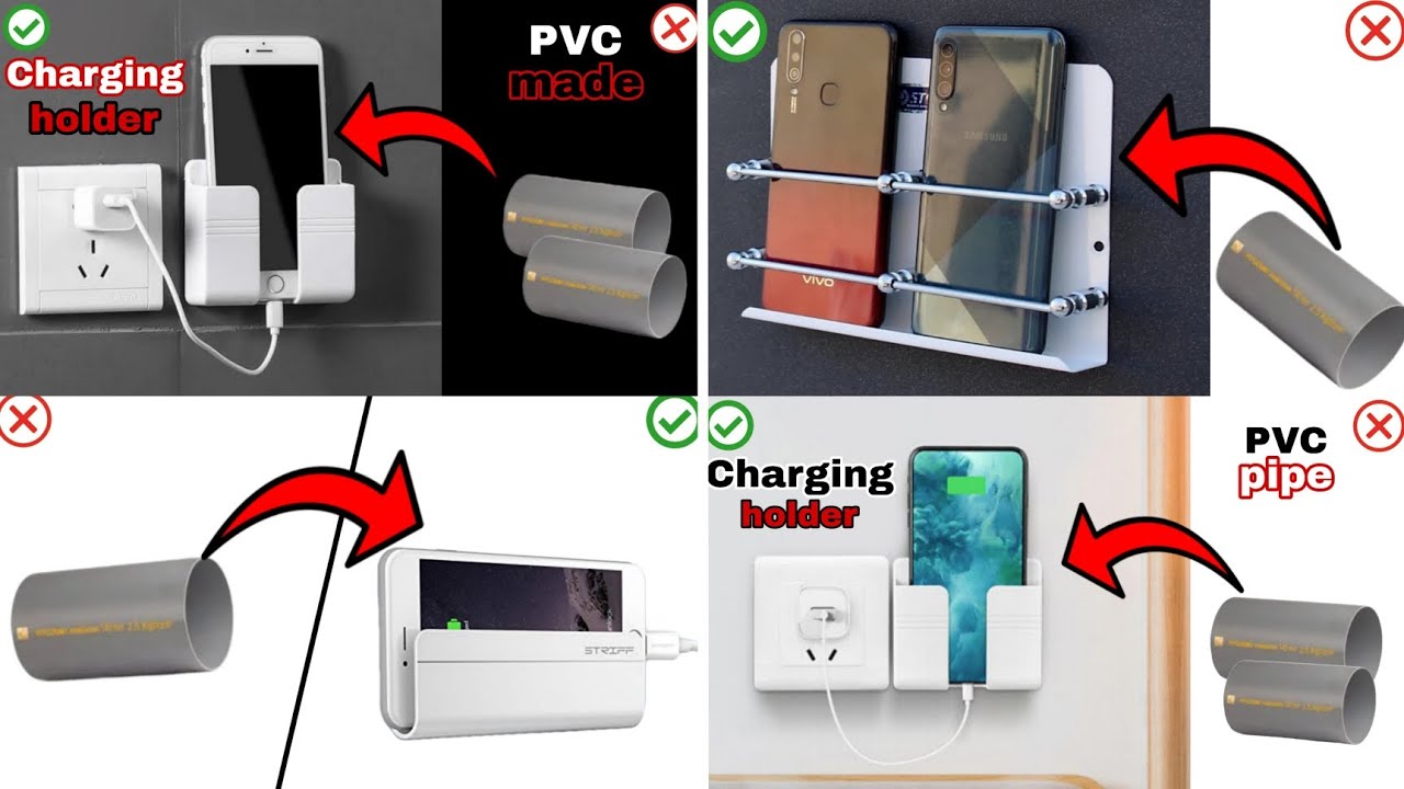 How To Make Mobile Charging Stand At Home From PVC Pipe | 4 Mobile Charging Holder #chargingholder