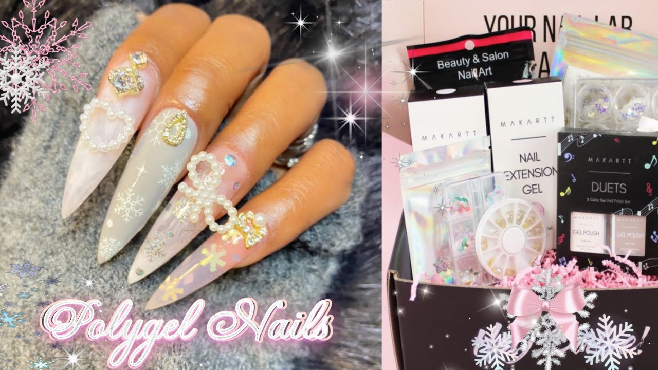 Christmas Polygel Nails | Makartt Your Nail Lab Box | Winter nails