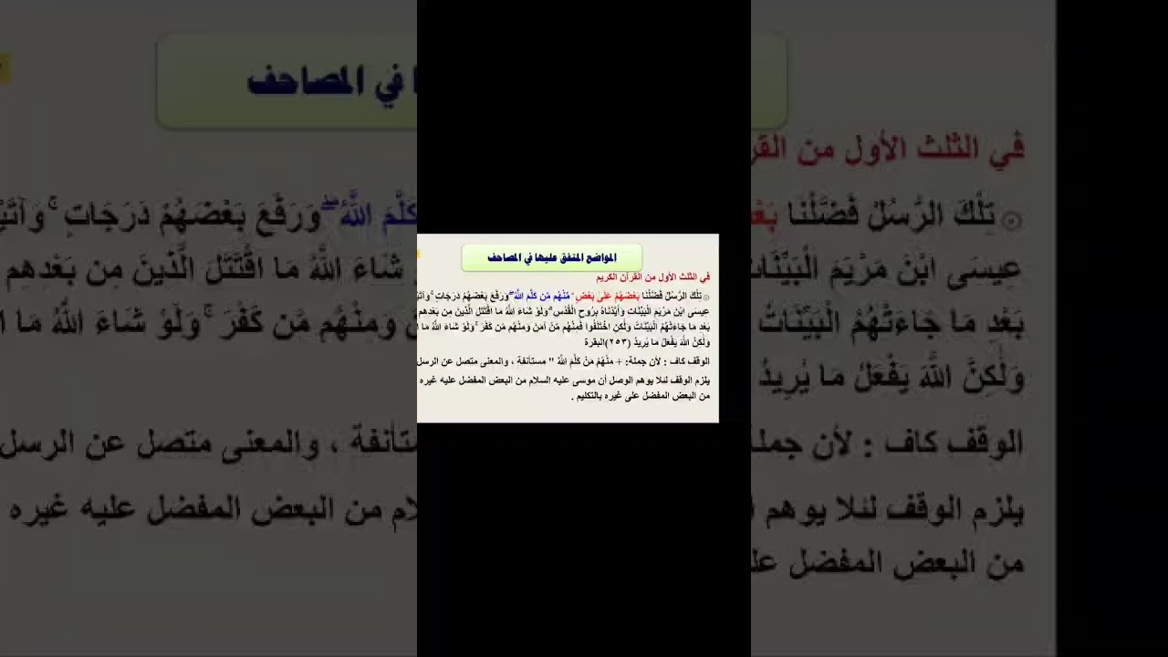 مواضع الوقف اللازم المتفق عليها فى المصحف