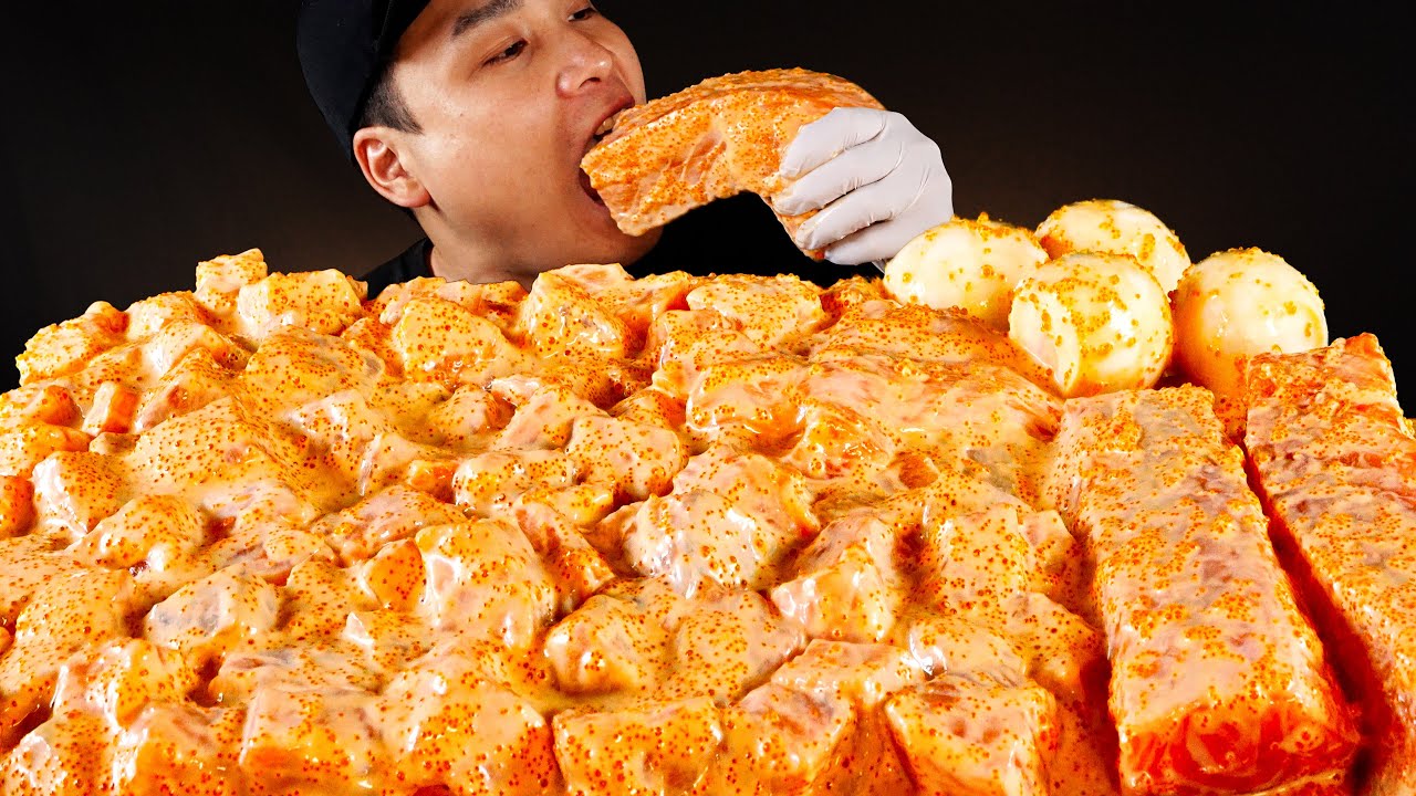 연어깍두기 스리라차마요 직접 만들어서 먹어봤습니다! 먹방 리얼사운드 Sriracha salmon