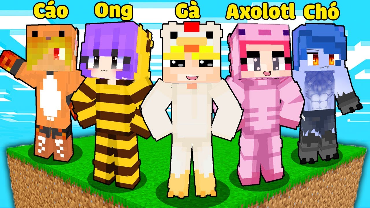 Tô Gà Và 7 Người Bạn Trên 1 Block Động Vật Trong Minecraft! 🐔🐝🐄