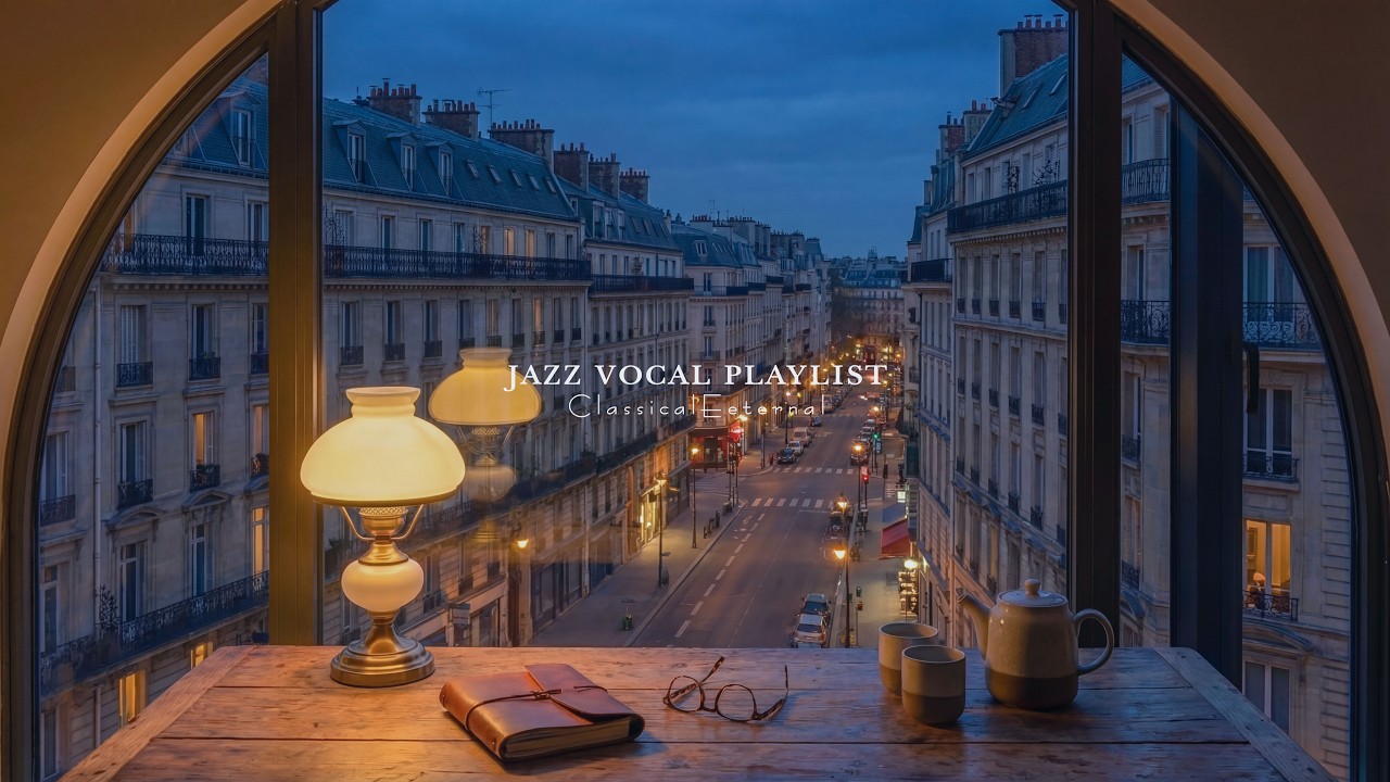 Le Marais Paris, Blue Hour Jazz by the Window Lamp 🎷 | Evening Paris Jazz for Study & Relax