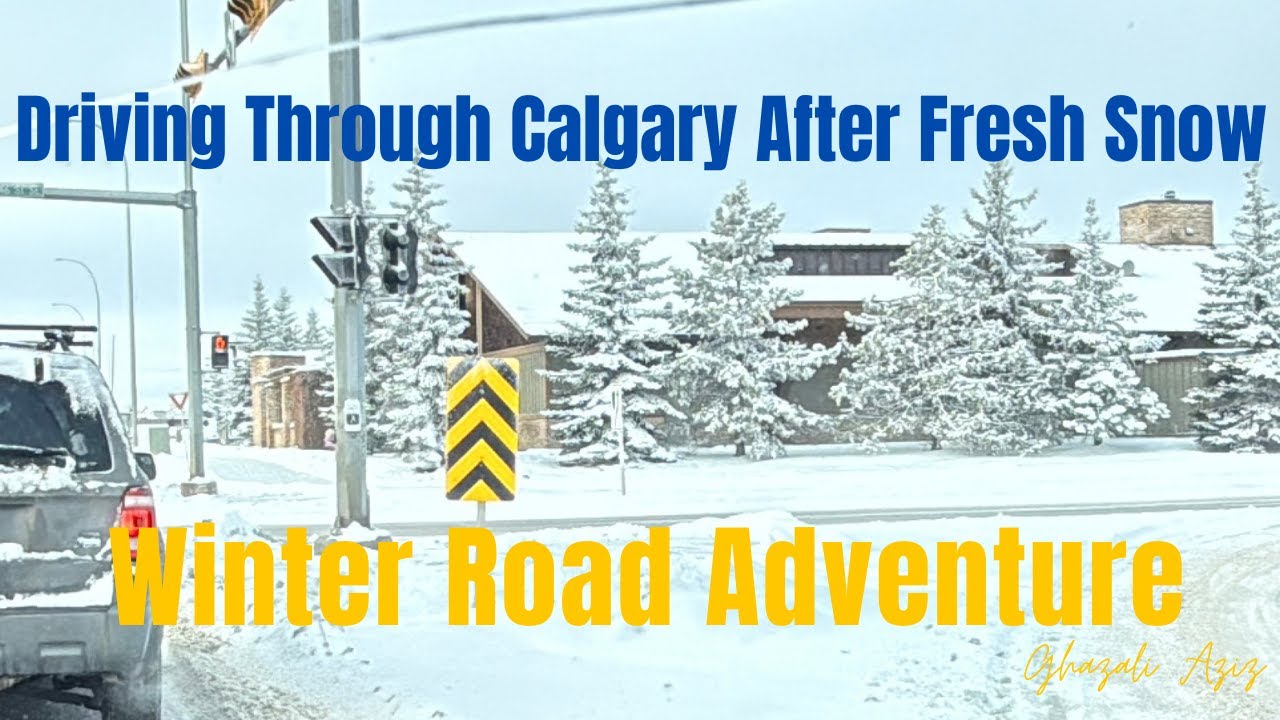 Driving Through Calgary After Fresh Snow - Winter Road Adventure