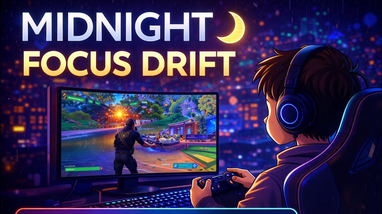 Midnight Focus Drift 🌙 | 30 Minutes of Ambient Gaming Music + Rain (Fortnite Background Vibes)