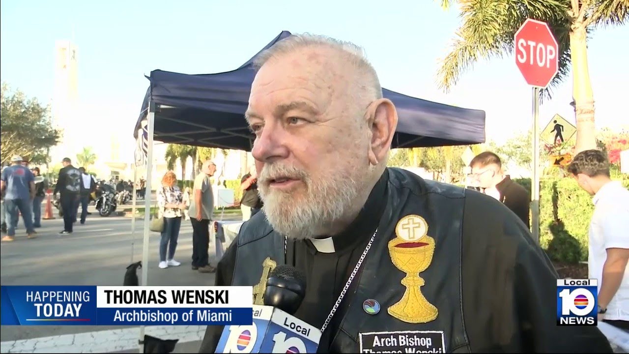 Bikers join Miami Archbishop for ride in support of rehab