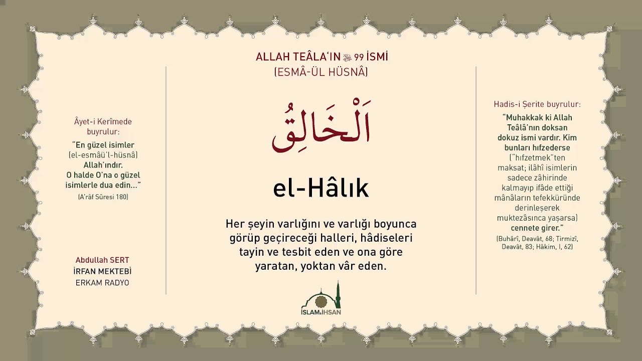 El-Halık -celle celalûhu- (Esmâ-ül Hüsnâ Şerhi 12) - Abdullah Sert
