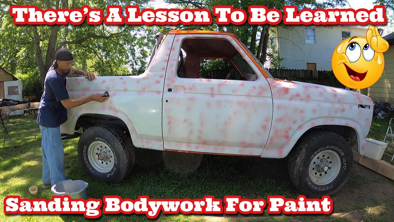 How To Prep & Wet Sand Primer On A Car After Bodywork Before Paint - 1983 Candy Orange Ford Bronco