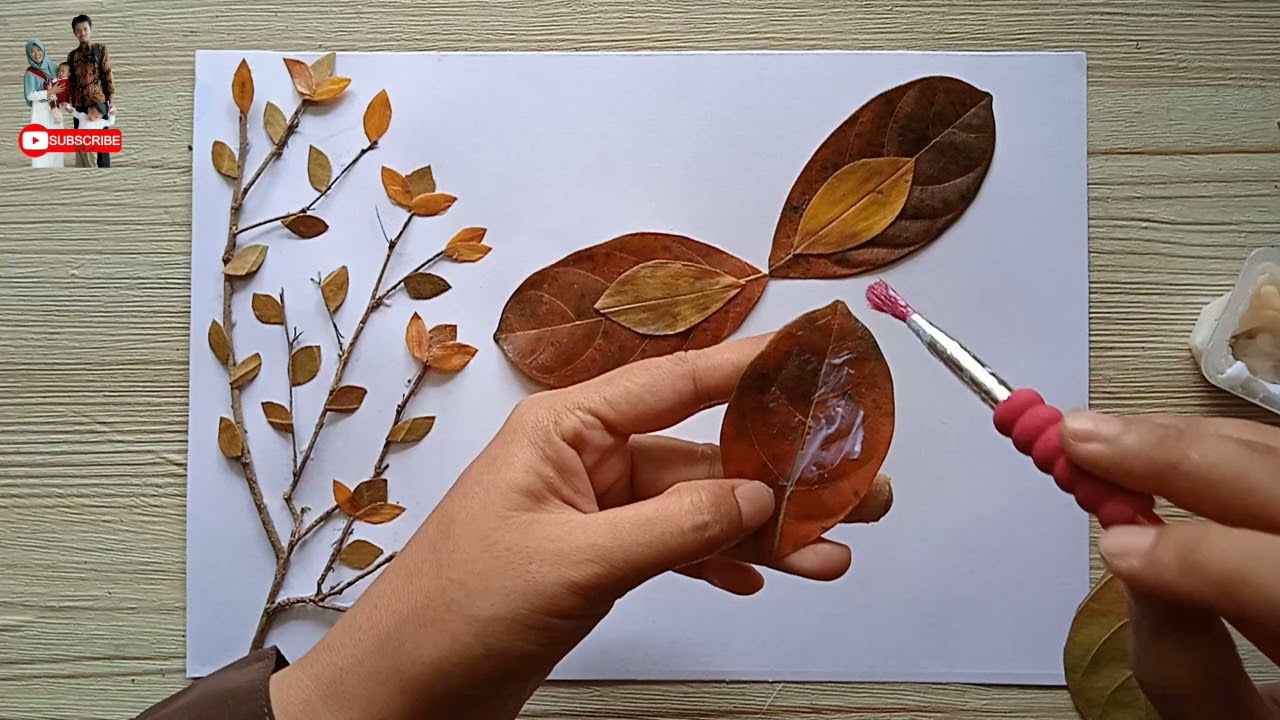Hiasan dari Daun Kering / Kolase Kupu-kupu dari Daun Kering