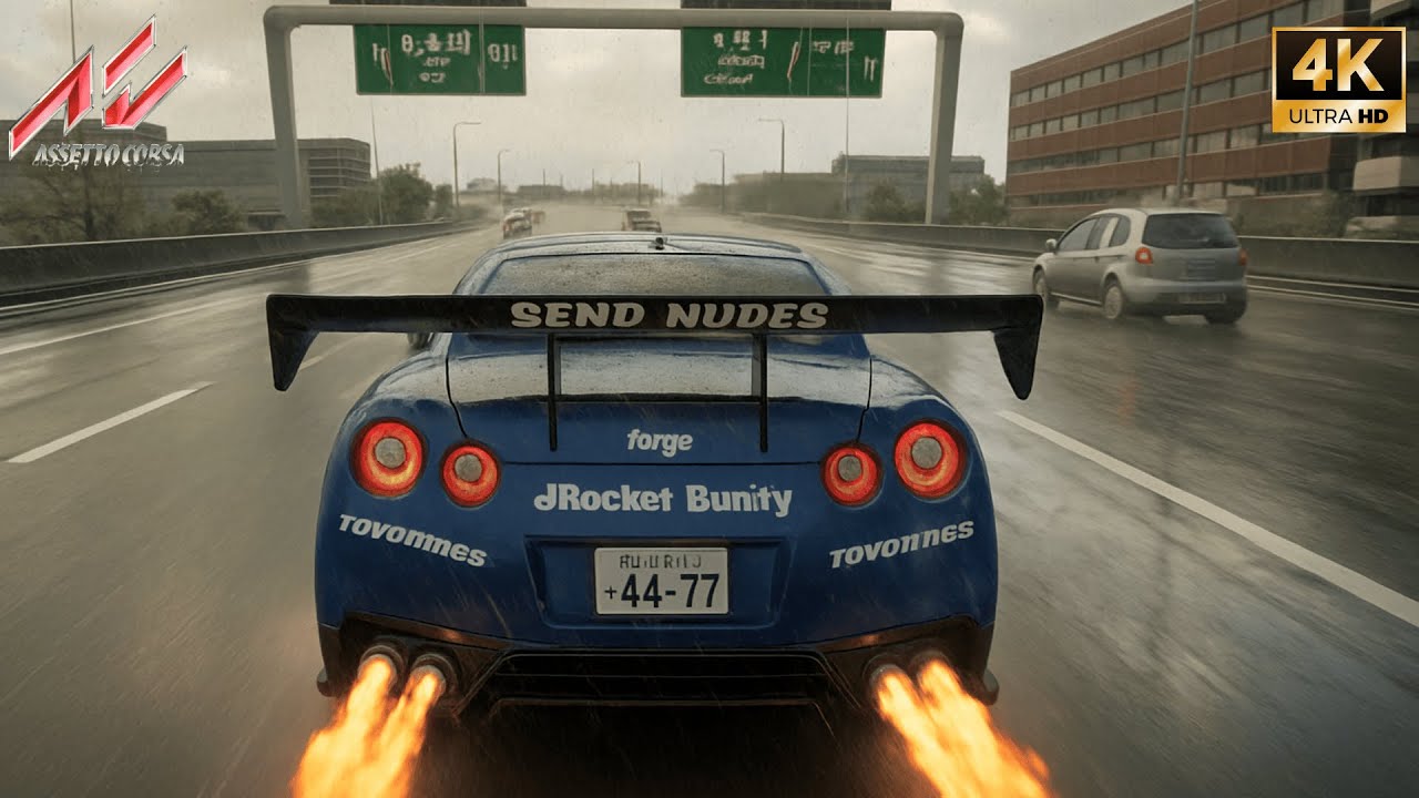 1666HP Nissan GT-R – Assetto Corsa + Rain Gameplay (4K)