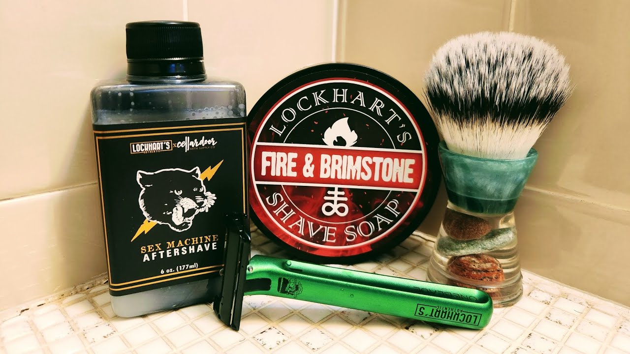 Fire & Brimstone Shave Soap with Sex Machine Aftershave from Lockhart's Authentic Grooming Company 