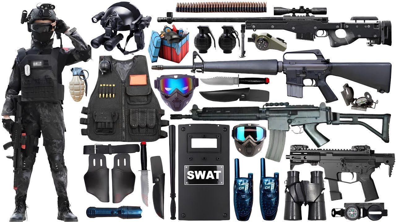 Special Forces military toy gun set unboxing,AK47 assault rifle,carbine,sniper rifle,tactical helmet