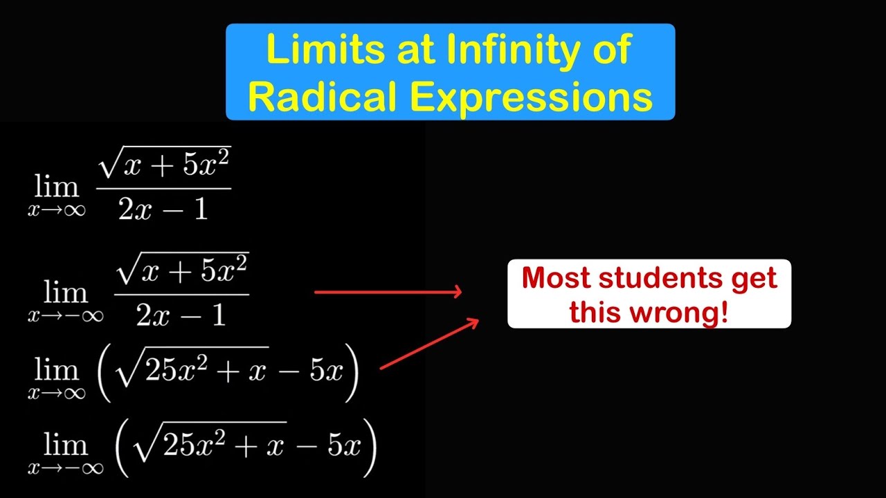 Finding Limits at Infinity of Radical Expressions | Indeterminate Form Infinity over/minus Infinity