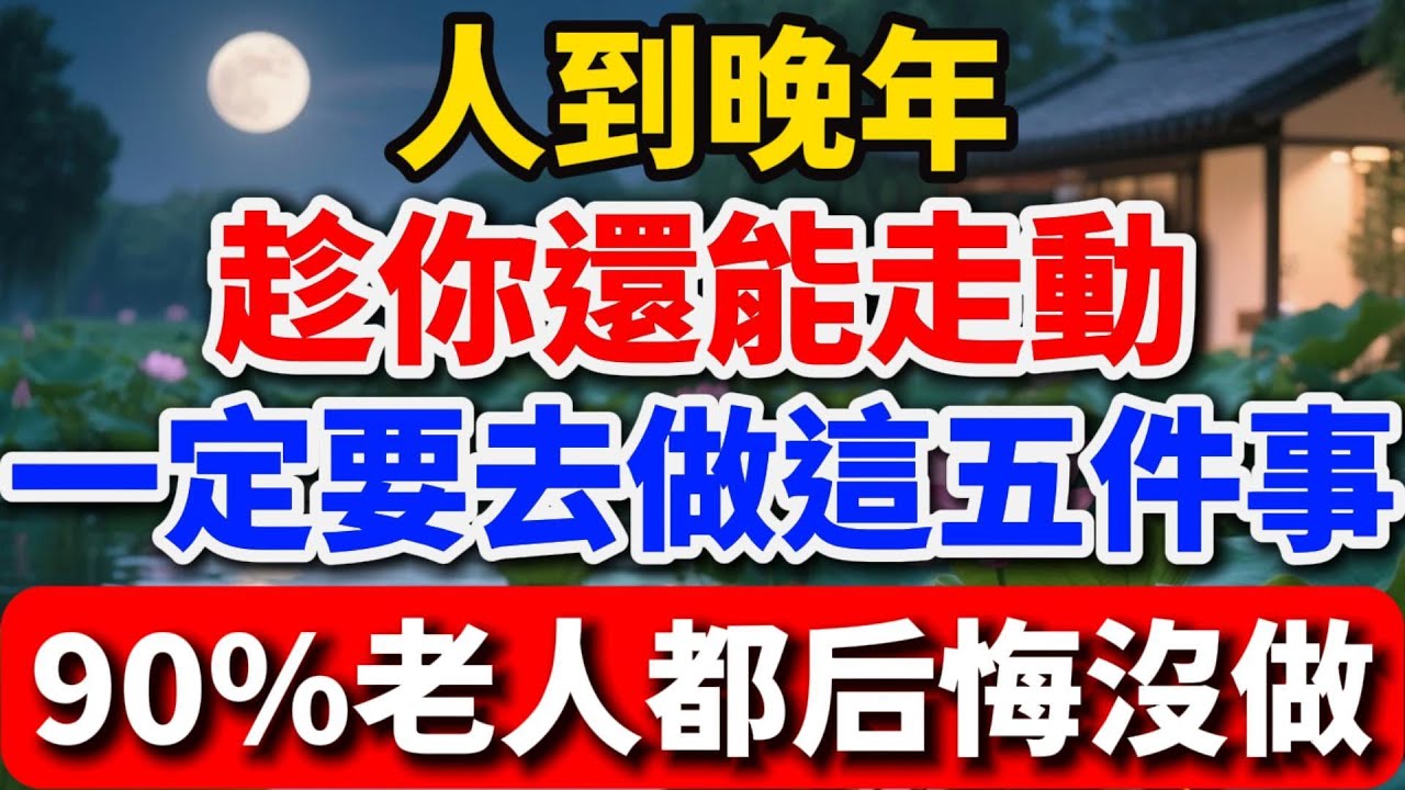 人到老年，趁還能行動，務必完成這五件事，九成老人懊悔錯過！【暮年幸福】#晚年生活 #人生感悟 #退休生活 #家庭關系 #斷舍離 #情感故事 #人生智慧 #暮年幸福