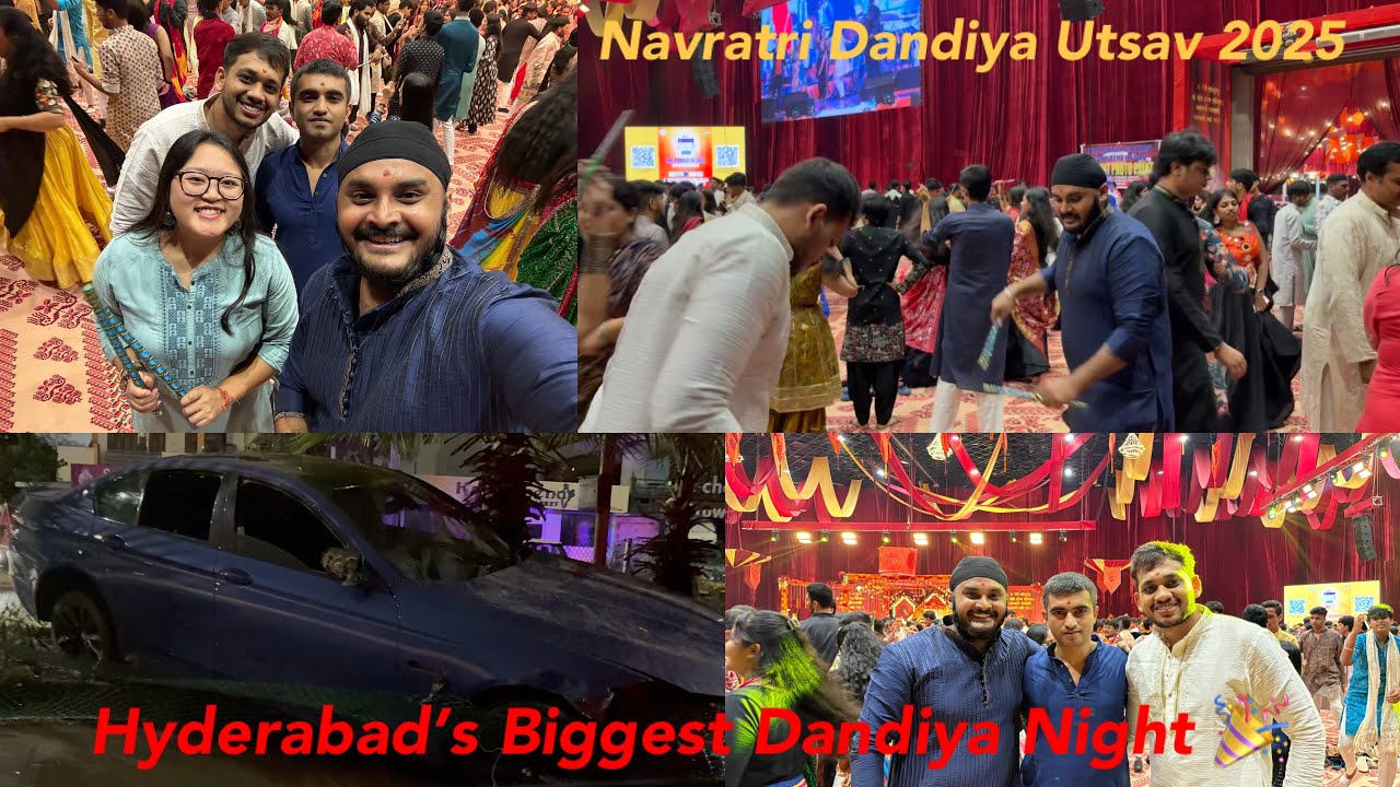 Hyderabad’s Colorful Dandiya Night 2025 🔥| Shocking BMW Crash 