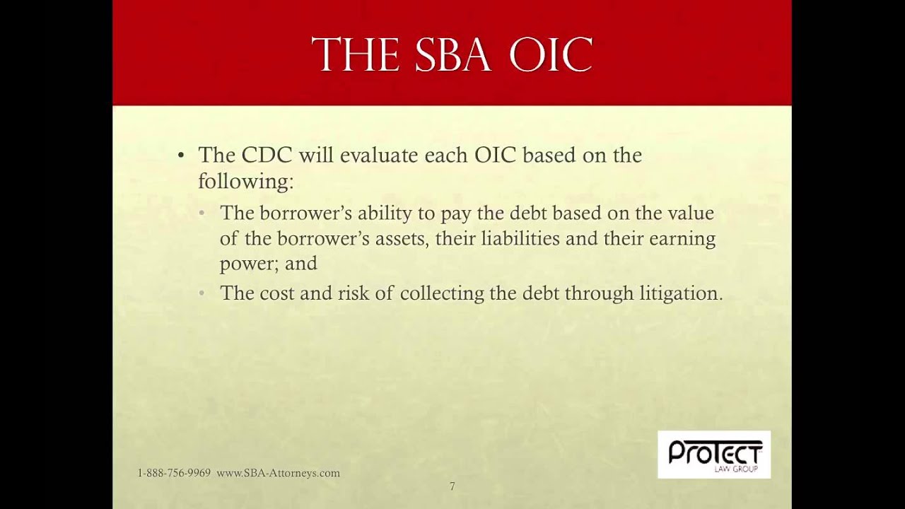 SBA Attorney Presents The SBA Offer In Compromise