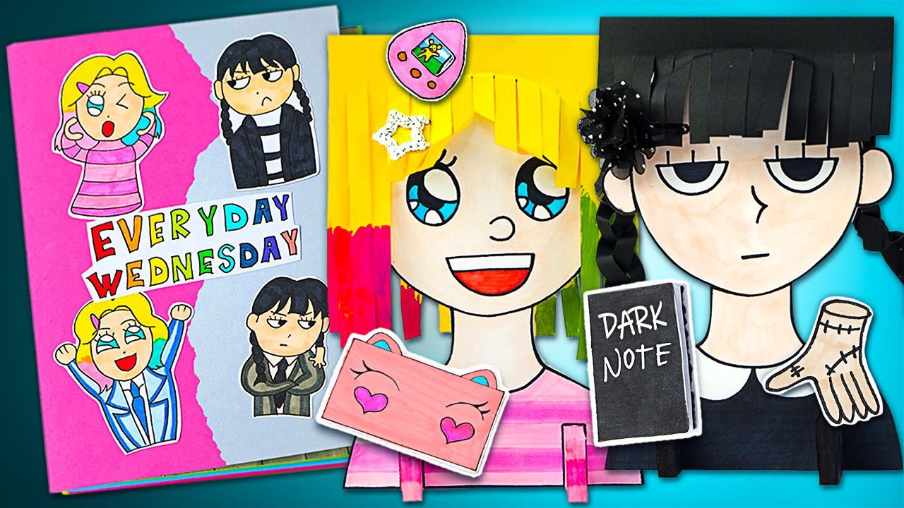 Andiamo A Scuola Con Mercoledì! Giocolibro: Stile Arcobaleno VS. Nero || DIVERTIMENTO FAI DA TE! 🕸️🦄
