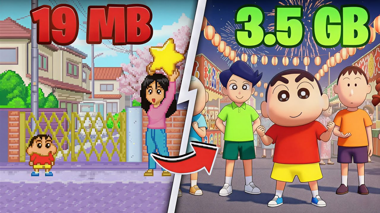 I TRY 19 MB VS 3.5 GB SHINCHAN GAMES