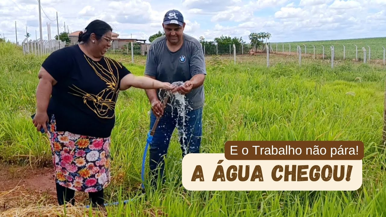 Ligamos a Água da Chácara! Poste de energia Instalado e Roçadeira Nova em Ação - Chacarando aos 50