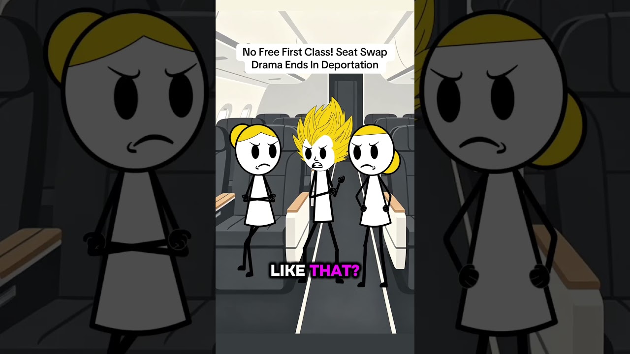No Free First Class! Seat Swap Drama Ends In Deportation#airplane #americanhumor #animation #fyp