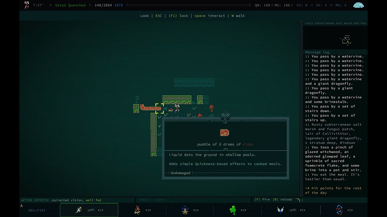 Caves of Qud - Mutant 3 - Heightened Hearing/Slime Glands/Thick Fur/Triple Jointed/Wings/Confusion-3