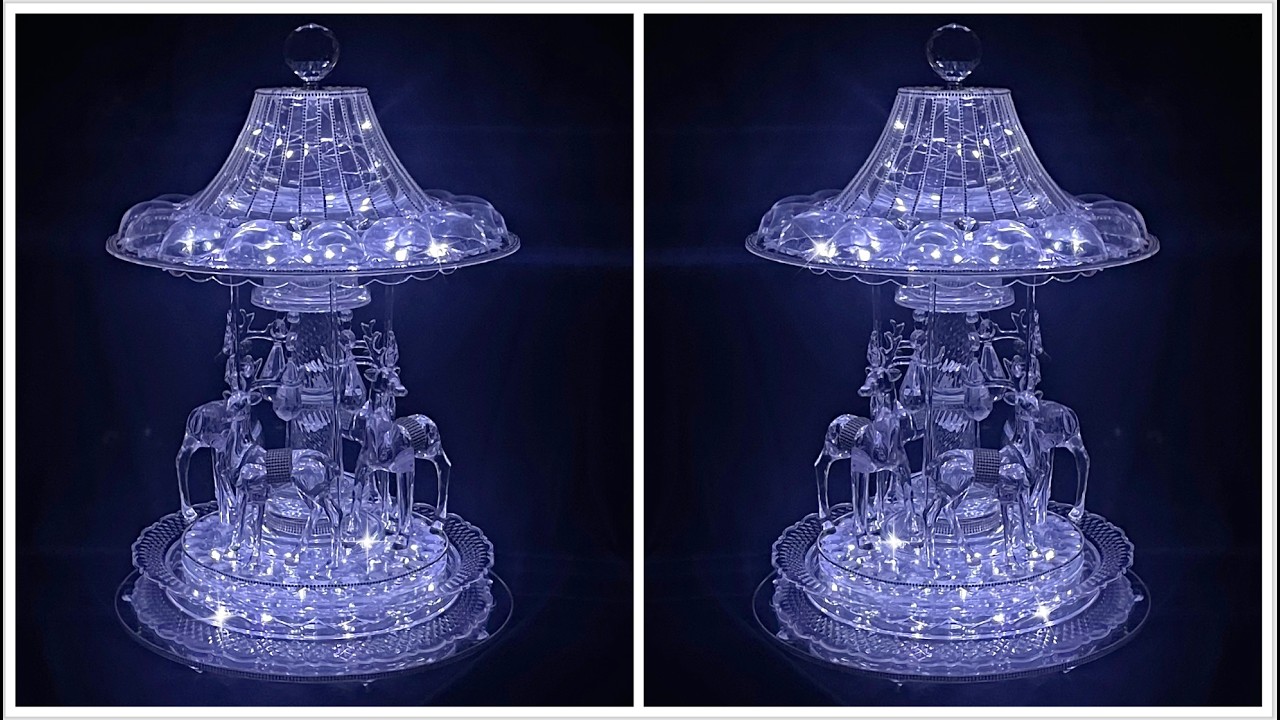 Dollar Tree DIY! | LIGHT UP CRYSTAL CAROUSEL | CHRISTMAS DIY 2025