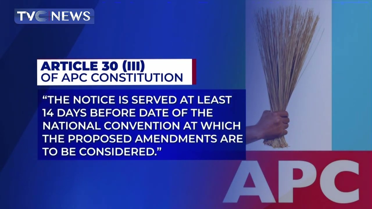 (WATCH) APC National Convention Caretaker Committee Proposes Amendments to Party's Constitution