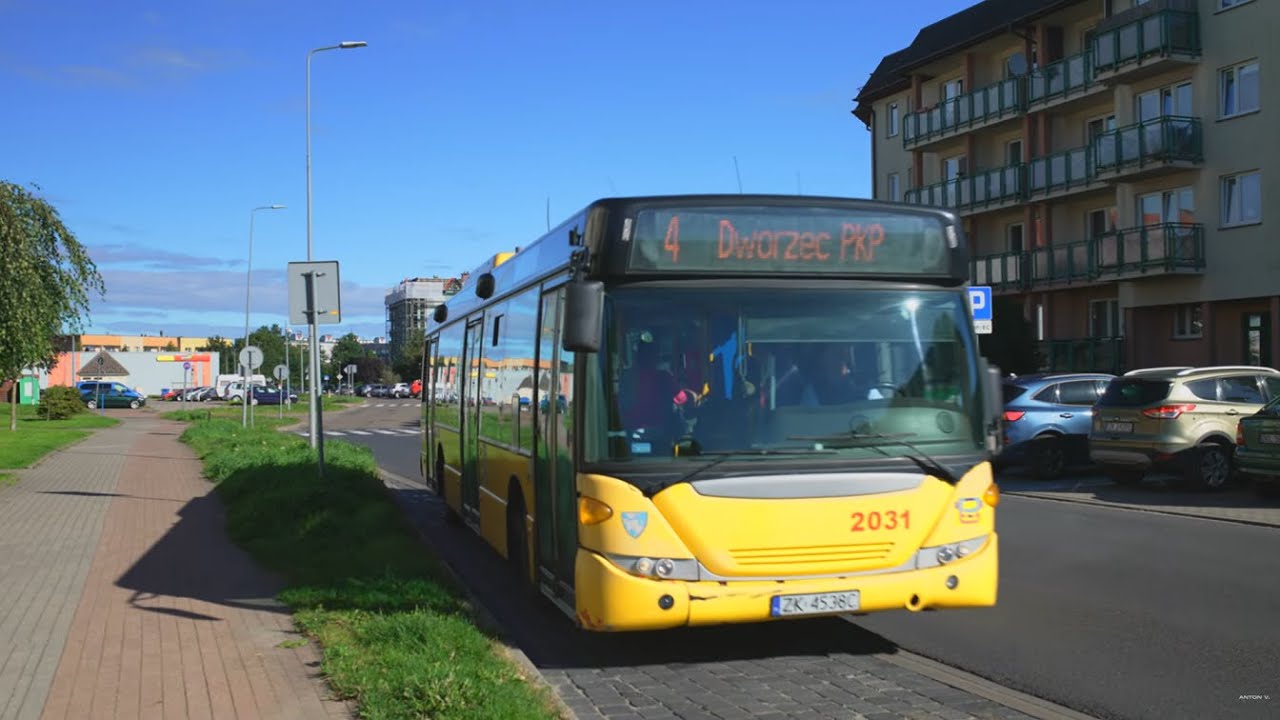 Poland, Koszalin, bus 4 ride from Wenedów to Dworzec PKP