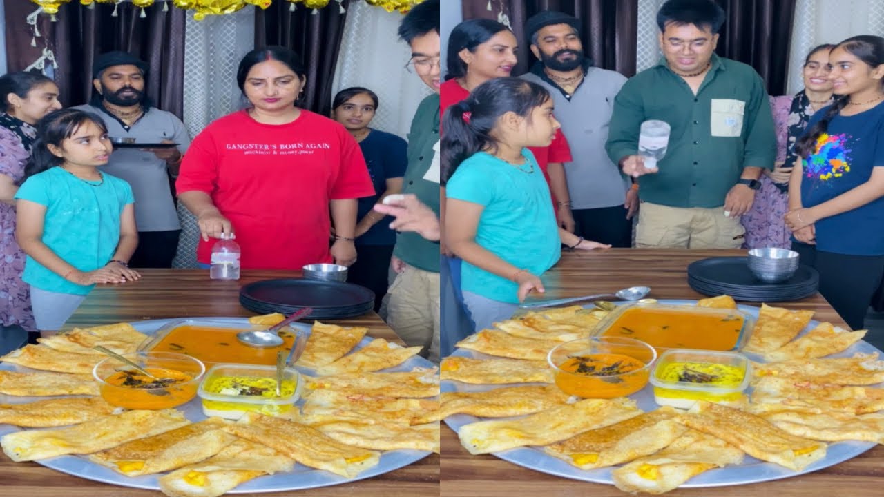 Bottle flip paneer dosa sambar challenge, bottle flip food Dosa challenge #ranafamilyrd 