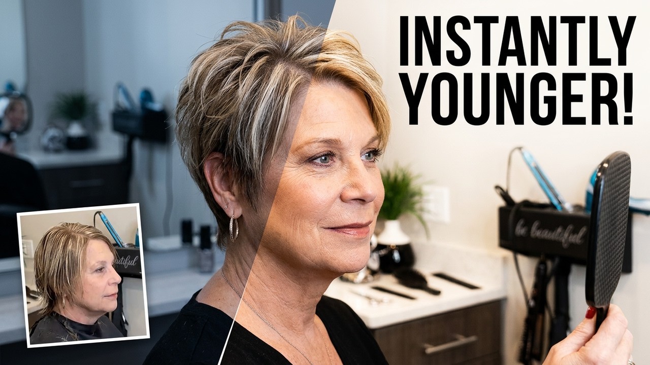 This Messy Short Cut Made Her Look 10 Years Younger! Women Over 70