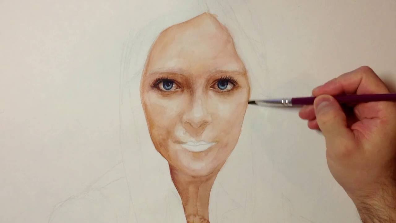 Drawing Time Lapse - Watercolor Portrait of Girl - Портрет Девушки Акварель