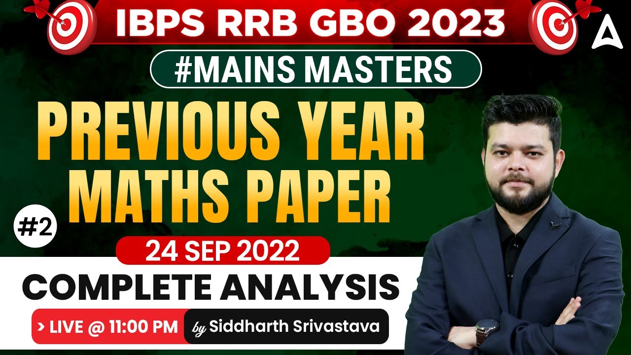 IBPS RRB GBO 2023 | Mains Maths Previous year Paper Solution | Maths by Siddharth Srivastava