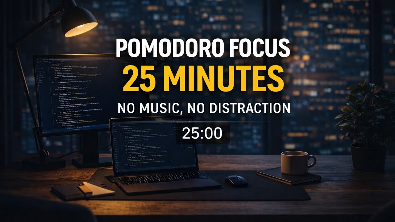 Pomodoro Focus Sprint – 25 Minutes No Music, No Distraction | Quiet Focus Studio