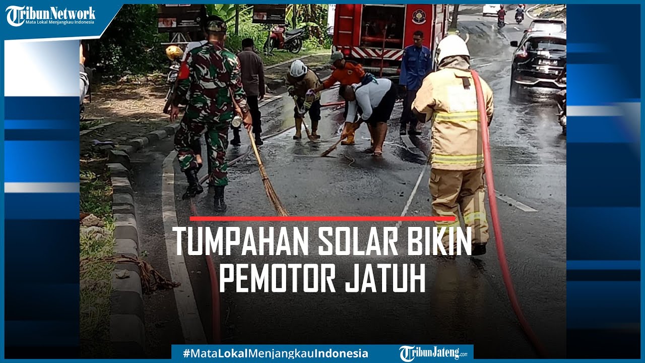 Tumpahan Solar di Gombel Lama Semarang Bikin Pemotor Jatuh