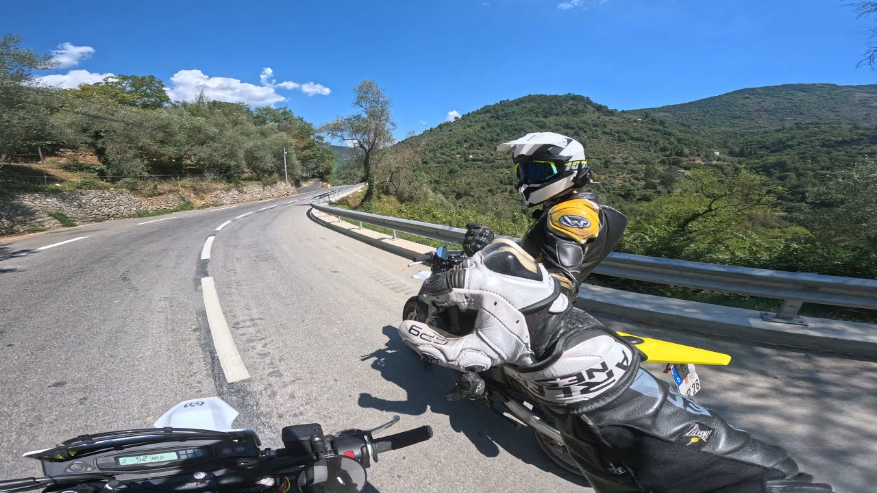 2x Husqvarna 701 supermoto 2023 full sending through maritime alps (closed track)