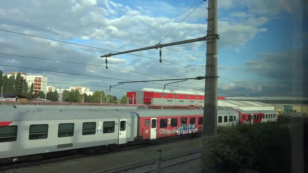 Train leaving Vienna, Austria for Bratislava, Slovakia