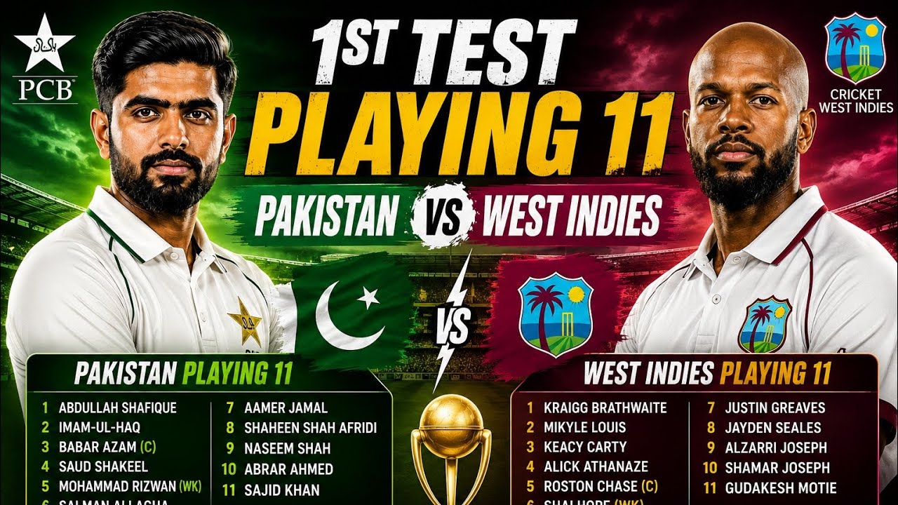 Pakistan vs West Indies 1st Test Playing 11 | Final Playing XI | PAK vs WI Test Match 2026 | New 