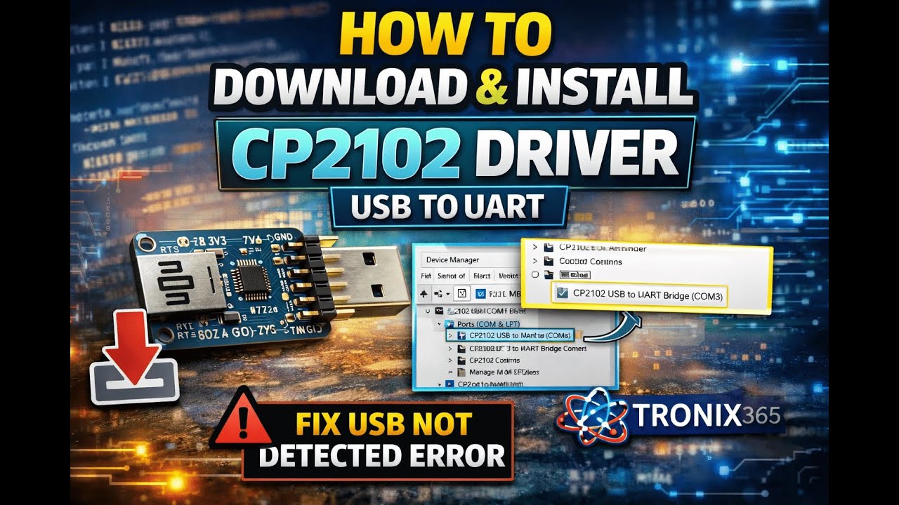 CP2102 Driver Download & Installation | CP2102 USB to UART Driver | Complete Beginner Guide