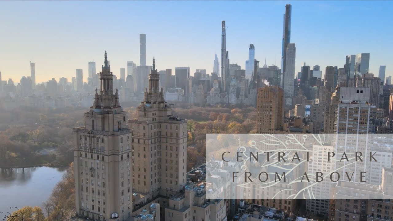 Central Park Drone Flyover | December 2020 | Dakota building | San Remo building | Midtown Manhattan