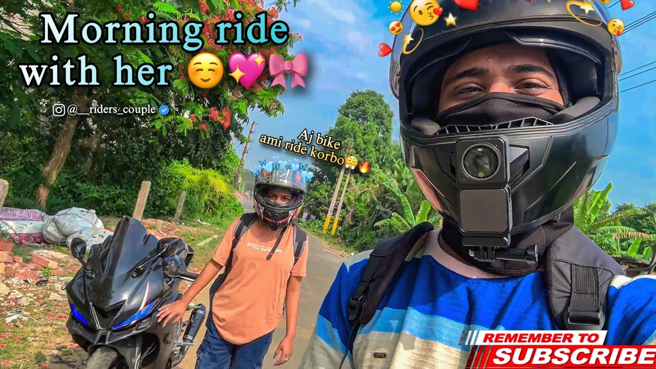 Highway ride with her🎀💖|riders_couple|she ride my bike perfectly👌🏻😳
