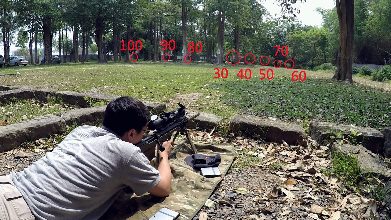 [Airsoft] SRS-A1 multi-distance practice 30-100m (SRS 多重距離目標練習)