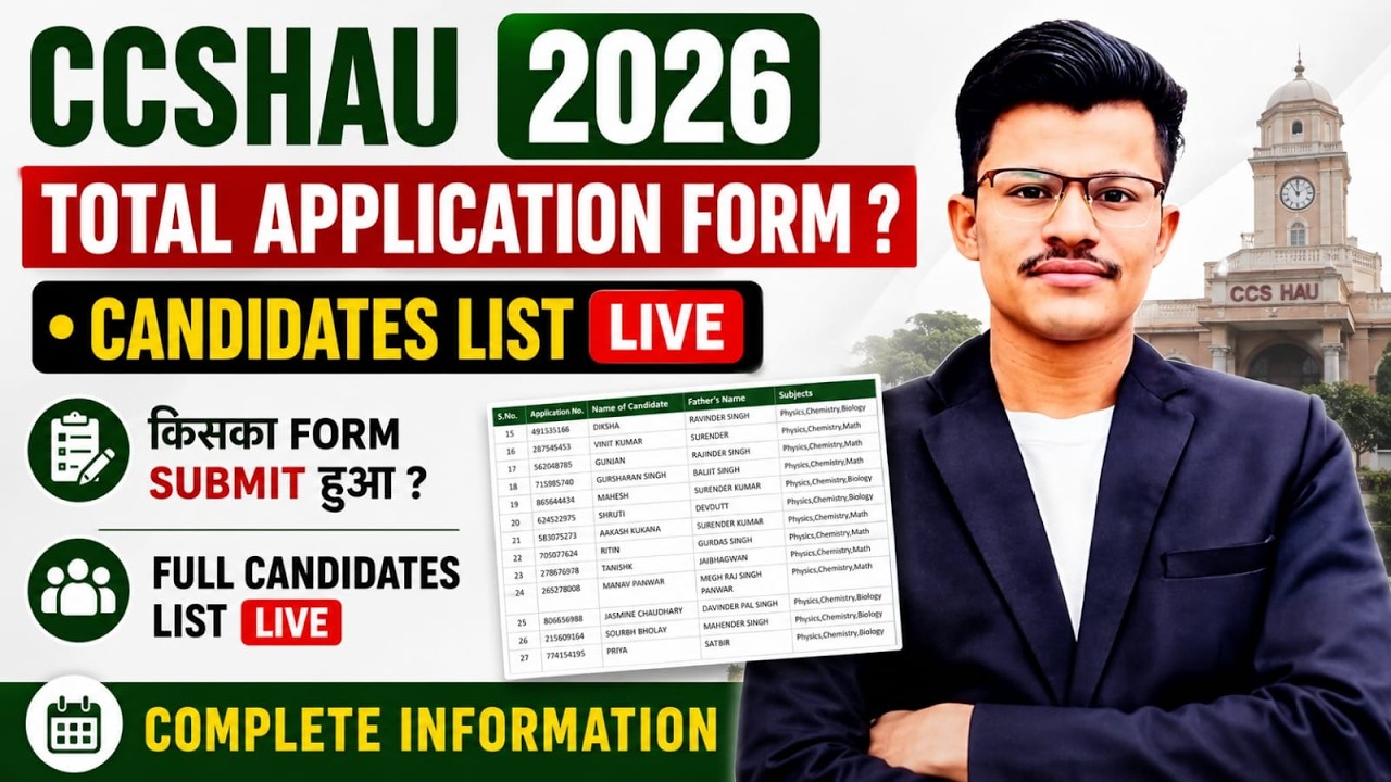 CCSHAU 2026 Application Form Update 🔥 | Total Candidates List Released | किसका Form Submit हुआ?