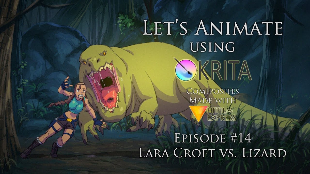 Let's Animate Ep. 14 - Krita: Lara Croft vs. Lizard 👄️🏹 🦎