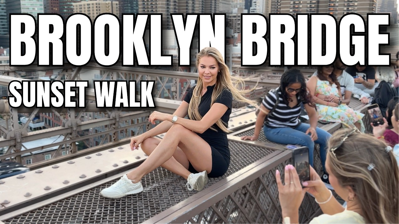 NEW YORK CITY Walking Tour [4K] - BROOKLYN BRIDGE Sunset Walk