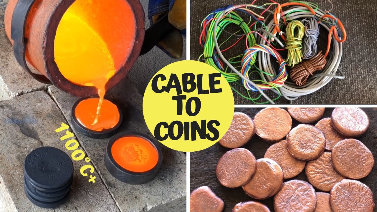 Trash To Treasure - Cable To Coins - ASMR Metal Melting - Pouring Copper Coins From Scrap BigStackD