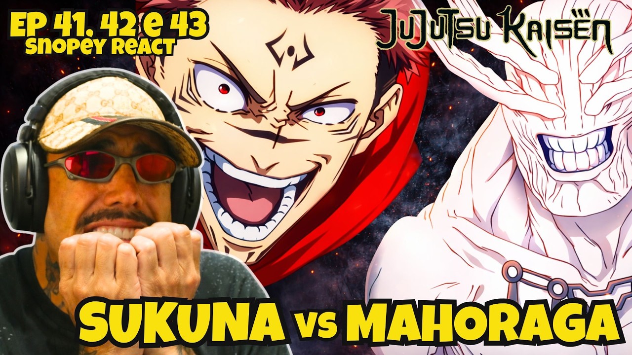 A MELHOR LUTA QUE O SNOPEY JÁ VIU (SUKUNA vs MAHORAGA) - EP 41 ao 43 - SNOPEY REACT JUJUTSU KAISEN