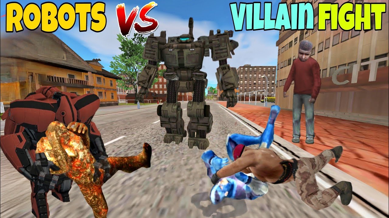 Robot Vs Villain Fight With Rope Hero । Rope Hero Vice Town । Rope Hero Vice Town Game