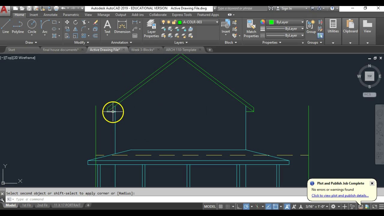 Крыша в фасаде в AutoCad