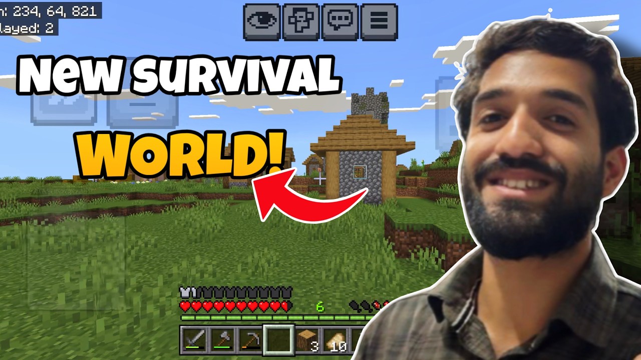 I made NEW SURVIVAL world in minecraft POCKET EDITION.!!